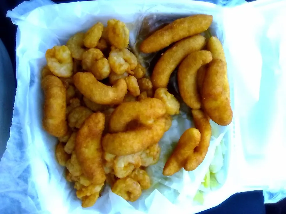 Flounder Fish Shrimp Hush Puppies