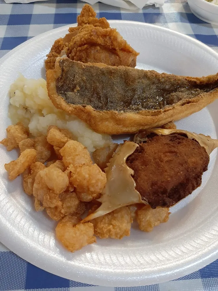 Fried Shrimp Fried Fish Boiled Potatoes